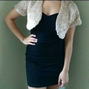 faux fur short sleeve shrug